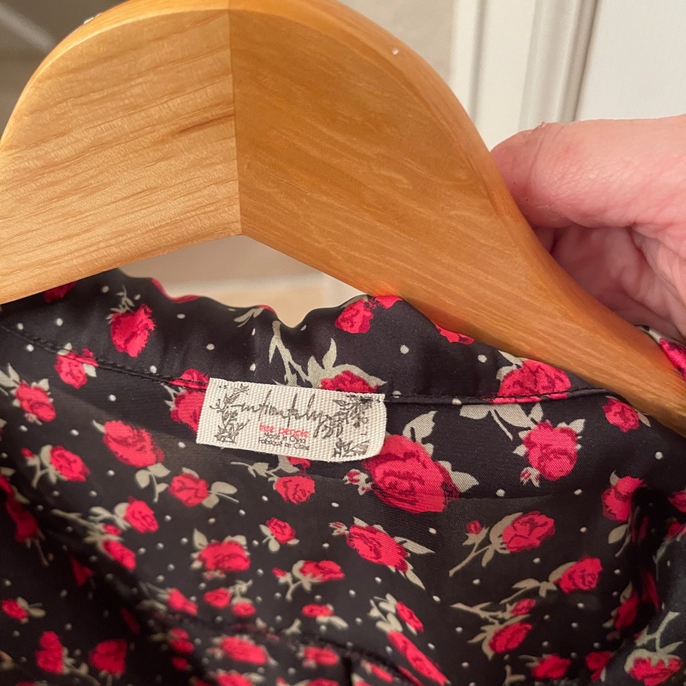 Free People Rose Print Silky Nightshirt | Sleep Shirt Mini Dress‎ - Picture 6 of 8